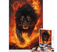 for Adults 1000 Piece Puzzle Black Lion Emerging Flames Practical Game for The Whole Family Toy Wall Decor Train Your Brain And Hands (38x52cm)