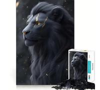 for Adults 1000 Piece Puzzle Black Lion with Gold Markings Animal Tight Fit Play, Brain Game Gift, Chill Play Time, Birthday Fun Play (38x26cm)
