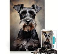 for Adults 1000 Piece Puzzle Black Miniature Schnauzer Portrait Clean Cut Piece, Smart Brain Activity, Calm Time Fun, Birthday Art Gift (38x52cm)
