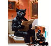 for Adults 1000 Piece Puzzle Black Panther on Toilet Clean Cut Piece, Smart Brain Activity, Calm Time Fun, Birthday Art Gift (38x52cm)