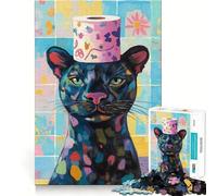 for Adults 1000 Piece Puzzle Black Panther with Toilet Paper Hat Clean Cut Piece, Smart Brain Activity, Calm Time Fun, Birthday Art Gift (38x26cm)