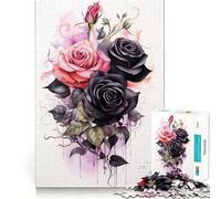 for Adults 1000 Piece Puzzle Black Roses And A Friend Tight Fit Play, Brain Game Gift, Chill Play Time, Birthday Fun Play (38x26cm)