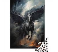 for Adults 1000 Piece Puzzle Black Winged Horse Fantasy Art Print Puzzles for Adults Hands-on Game Staycation Kill Time Unique Gifts for Birthday And Christmas 70x50cm/1000pcs