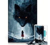 for Adults 1000 Piece Puzzle Black Wolf And The Little Girl Tight Fit Play,Brain Game Gift,Chill Play Time,Birthday Fun Play (50x75cm)