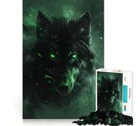 for Adults 1000 Piece Puzzle Black Wolf Guardian Clean Cut Piece, Smart Brain Activity, Calm Time Fun, Birthday Art Gift (50x75cm)