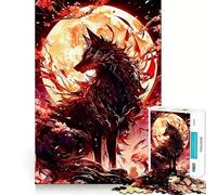 for Adults 1000 Piece Puzzle Black Wolf Under Full Moon Tight Fit Play, Brain Game Gift, Chill Play Time, Birthday Fun Play (38x52cm)