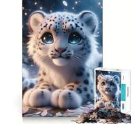 for Adults 1000 Piece Puzzle Blissful Snow Leopard Clean Cut Piece, Smart Brain Activity, Calm Time Fun, Birthday Art Gift (50x75cm)