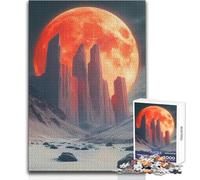 for Adults 1000 Piece Puzzle Blood Moon Over Snowy Landscape Toys Educational Games Home Decoration Gift For Birthdays Size 38x52cm