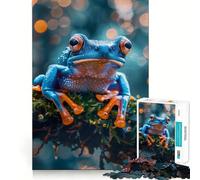 for Adults 1000 Piece Puzzle Blue And Orange Tree Frog Portrait Clean Cut Piece, Smart Brain Activity, Calm Time Fun, Birthday Art Gift (38x52cm)