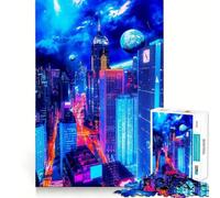 for Adults 1000 Piece Puzzle Blue Buildings Tight Fit Play,Brain Game Gift,Chill Play Time,Birthday Fun Play (50x75cm)