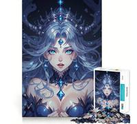 for Adults 1000 Piece Puzzle Blue Crystal Queen Clean Cut Piece, Smart Brain Activity, Calm Time Fun, Birthday Art Gift (38x26cm)