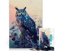 for Adults 1000 Piece Puzzle Blue Owl in Floral Setting Tight Fit Play, Brain Game Gift, Chill Play Time, Birthday Fun Play (38x26cm)