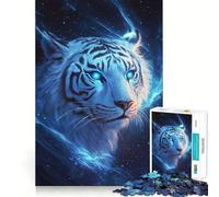 for Adults 1000 Piece Puzzle Blue Tiger Starlight Clean Cut Piece, Smart Brain Activity, Calm Time Fun, Birthday Art Gift (50x75cm)
