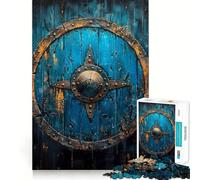for Adults 1000 Piece Puzzle Blue Viking Shield Tight Fit Play, Brain Game Gift, Chill Play Time, Birthday Fun Play (50x75cm)