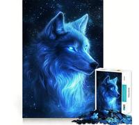for Adults 1000 Piece Puzzle Blue Wolf Starlight - Tight Fit Play, Brain Game Gift, Chill Play Time, Birthday Fun Play (38x26cm)