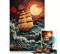 for Adults 1000 Piece Puzzle Boat in The Storm Tight Fit Play, Brain Game Gift, Chill Play Time, Birthday Fun Play (38x52cm)