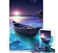 for Adults 1000 Piece Puzzle Boat Night Moon Tight Fit Play, Brain Game Gift, Chill Play Time, Birthday Fun Play (38x26cm)