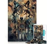 for Adults 1000 Piece Puzzle Boho Wolf Dream Catcher Tight Fit Play, Brain Game Gift, Chill Play Time, Birthday Fun Play (38x26cm)