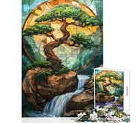 for Adults 1000 Piece Puzzle Bonsai Stained Glass Art Practical Game for The Whole Family Toy Wall Decor Train Your Brain And Hands (38x26cm)