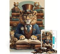 for Adults 1000 Piece Puzzle Book Smart Library Lion Tight Fit Play,Brain Game Gift,Chill Play Time,Birthday Fun Play (50x75cm)