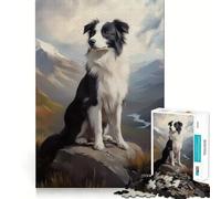 for Adults 1000 Piece Puzzle Border Collie Mountain Portrait Tight Fit Play, Brain Game Gift, Chill Play Time, Birthday Fun Play (38x26cm)