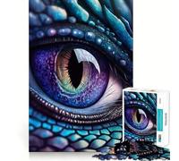 for Adults 1000 Piece Puzzle Bright Blue Dragon Eye Seamless Cut Game Problem Solve Toy Casual Play Game Xmas Scene Art (38x52cm)