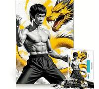 for Adults 1000 Piece Puzzle Bruce Lee Dragon Art Seamless Cut Game Problem Solve Toy Casual Play Game Xmas Scene Art (38x52cm)