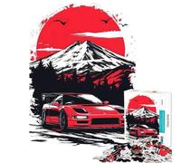 for Adults 1000 Piece Puzzle Car Mountain Fuji Sunset Jigsaw Puzzle 1000 Educational Toy Tough Challenge Brainteaser Family Games (50x75cm)