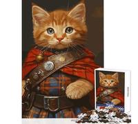 for Adults 1000 Piece Puzzle Cat in Kilt Jigsaw for Teenagers Pattern Assembly Parent-child Interaction Birthday And Unique Gifts (38x26cm)
