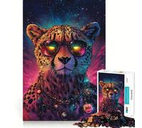 for Adults 1000 Piece Puzzle Cheetah in Space Seamless Cut Game Problem Solve Toy Casual Play Game Xmas Scene Art (50x75cm)