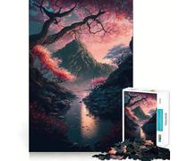 for Adults 1000 Piece Puzzle Cherry Blossom Japan Art Seamless Cut Game Problem Solve Toy Casual Play Game Xmas Scene Art (38x26cm)