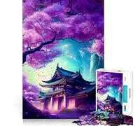for Adults 1000 Piece Puzzle Cherry Blossom Night Seamless Cut Game Problem Solve Toy Casual Play Game Xmas Scene Art (38x52cm)