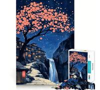 for Adults 1000 Piece Puzzle Cherry Blossom Waterfall Seamless Cut Game Problem Solve Toy Casual Play Game Xmas Scene Art (50x75cm)