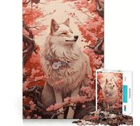 for Adults 1000 Piece Puzzle Cherry Blossom Wolf Seamless Cut Game Problem Solve Toy Casual Play Game Xmas Scene Art (50x75cm)