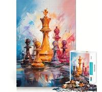 for Adults 1000 Piece Puzzle Chess Color Strategy Seamless Cut Game Problem Solve Toy Casual Play Game Xmas Scene Art (38x26cm)