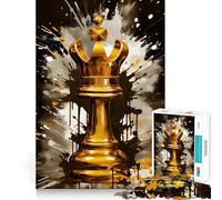for Adults 1000 Piece Puzzle Chess King Painting Seamless Cut Game Problem Solve Toy Casual Play Game Xmas Scene Art (50x75cm)