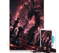 for Adults 1000 Piece Puzzle Chessboard with Dragons Seamless Cut Game Problem Solve Toy Casual Play Game Xmas Scene Art (38x26cm)