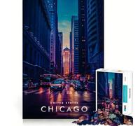 for Adults 1000 Piece Puzzle Chicago Illinois Seamless Cut Game Problem Solve Toy Casual Play Game Xmas Scene Art (50x75cm)