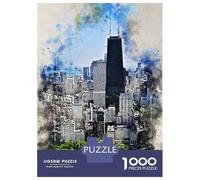 for Adults 1000 Piece Puzzle Chicago in Watercolor Puzzles for Adults Hands-on Game Staycation Kill Time Unique Gifts for Birthday And Christmas 70x50cm/1000pcs
