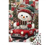 for Adults 1000 Piece Puzzle Christmas Snowman in Car Puzzles for Adults Hands-on Game Staycation Kill Time Unique Gifts for Birthday And Christmas 38x26cm/1000pcs
