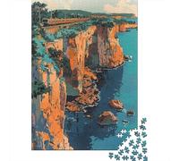 for Adults 1000 Piece Puzzle Cliffside Coastal Train Ride-1 Jigsaws for Adults Toy Wall Decor Enhance Memory Unique Gifts for Birthday And Christmas 38x26cm/1000pcs