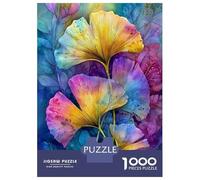 for Adults 1000 Piece Puzzle Colorful Ginkgo Leaves Watercolor Painting Puzzles for Adults Brain Teaser Game Perfect Decoration Difficult And Challenge 70x50cm/1000pcs