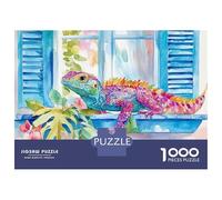 for Adults 1000 Piece Puzzle Colorful Iguana Watercolor Print Jigsaw Puzzle Toy Wall Decor A Work of Art Unique Gifts for Birthday And Christmas 52x38cm/1000pcs