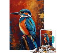 for Adults 1000 Piece Puzzle Colorful Kingfisher Bird Painting Fun at Home Activities, Precision Cutting Practical Game Suitable for Ages 14 And Up (38X26cm)