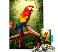 for Adults 1000 Piece Puzzle Colorful Macaw in Lush Jungle Setting Challenging To Complete Family Activities Educational Games for Age 14+ Game (38x26cm)