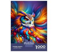 for Adults 1000 Piece Puzzle Colorful Owl Art Print Jigsaw Puzzle Toy Wall Decor A Work of Art Unique Gifts for Birthday And Christmas 38x26cm/1000pcs