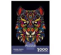 for Adults 1000 Piece Puzzle Colorful Wolf Head Art Print Jigsaw Puzzle Anti-Stress Toys Difficult Hard Unique Gifts for Birthday And Christmas 52x38cm/1000pcs