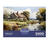 for Adults 1000 Piece Puzzle Cottage by The River Jigsaw Puzzle Toy Wall Decor A Work of Art Unique Gifts for Birthday And Christmas 52x38cm/1000pcs