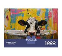 for Adults 1000 Piece Puzzle Cow in Painted Bathtub Jigsaw Puzzle Toy Wall Decor A Work of Art Unique Gifts for Birthday And Christmas 38x26cm/1000pcs