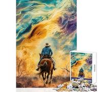 for Adults 1000 Piece Puzzle Cowboy Riding Into The Unknown Educational Toy Birthday Gift for Educational Game Decompressing Intellectual Size 50x75cm